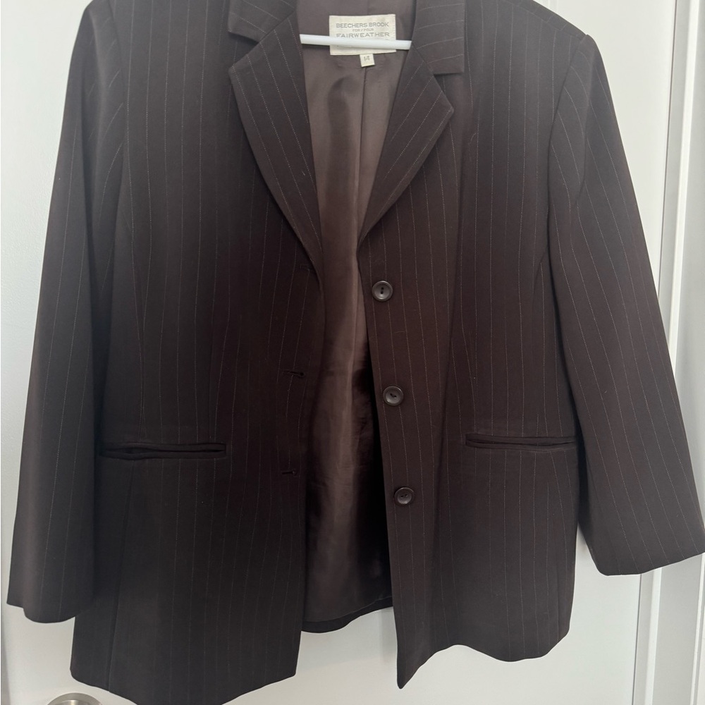 Women Brown Pinstripe Blazer